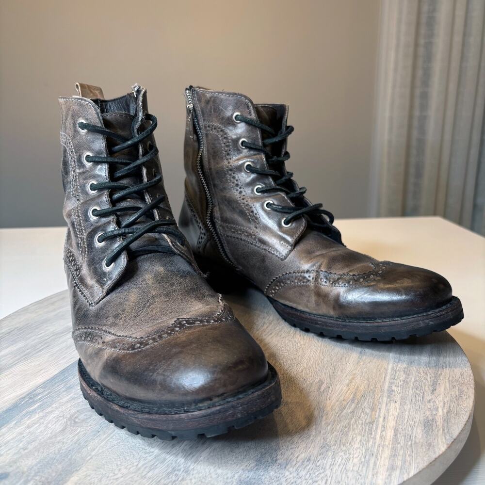 Freebird by Steven Bradford II Men’s 11 Wingtip Combat Boots Gray Leather